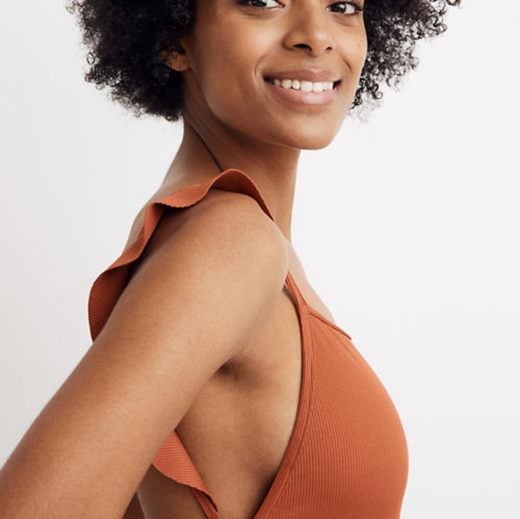 Madewell Ribbed Ruffle-strap Swimsuit size XXS NWT - Picture 4 of 7